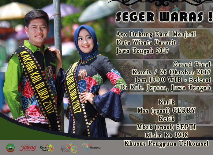 Kakang Mbakyu Duta Wisata Kab.Blora.
Siap menjadi yg terbaik.
Wardrobe By : Batik Pandawa
Info Pemesanan : 082244949495
#JatengGayeng