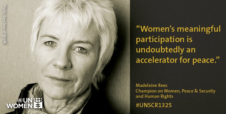 UN_Women's tweet photo. For sustainable peace and development, we need women’s leadership on peace, security and human rights: https://t.co/1ORBTNyDFE #UNSCR1325 https://t.co/tnPDNW6Q8O