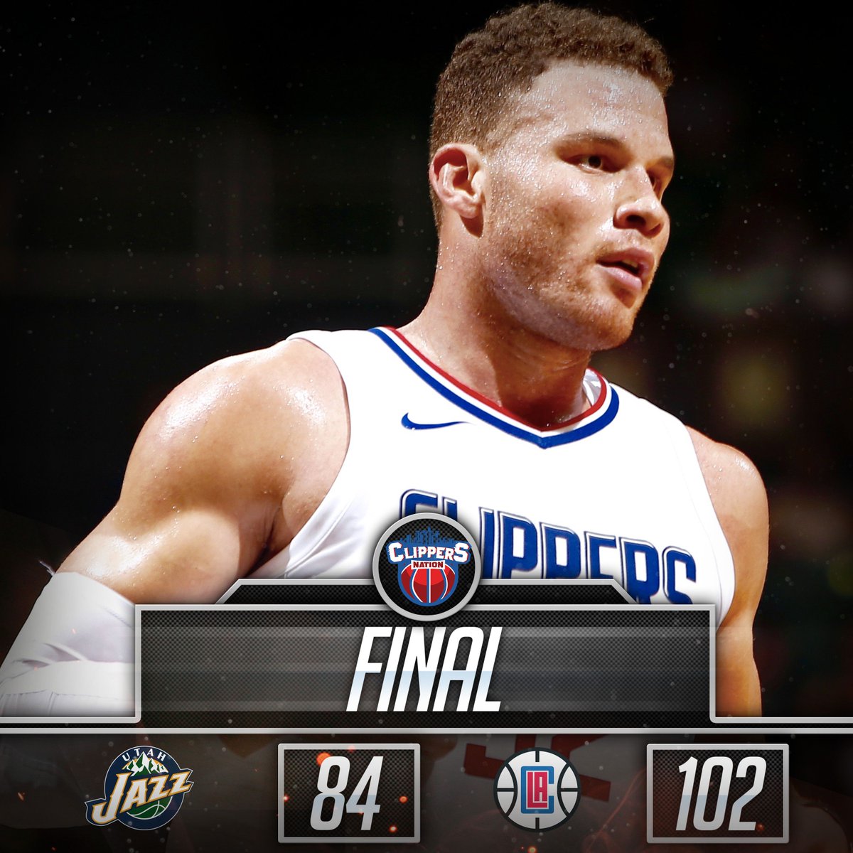ClipperNationCP's tweet photo. [FINAL] Clippers defeat Jazz, 102-84.

Blake Griffin: 22 PTS, 9 REB, 6 AST, 1 BLK

HIGHLIGHTS: https://t.co/F5LJ3ixj6X https://t.co/K9bkxhhNoU