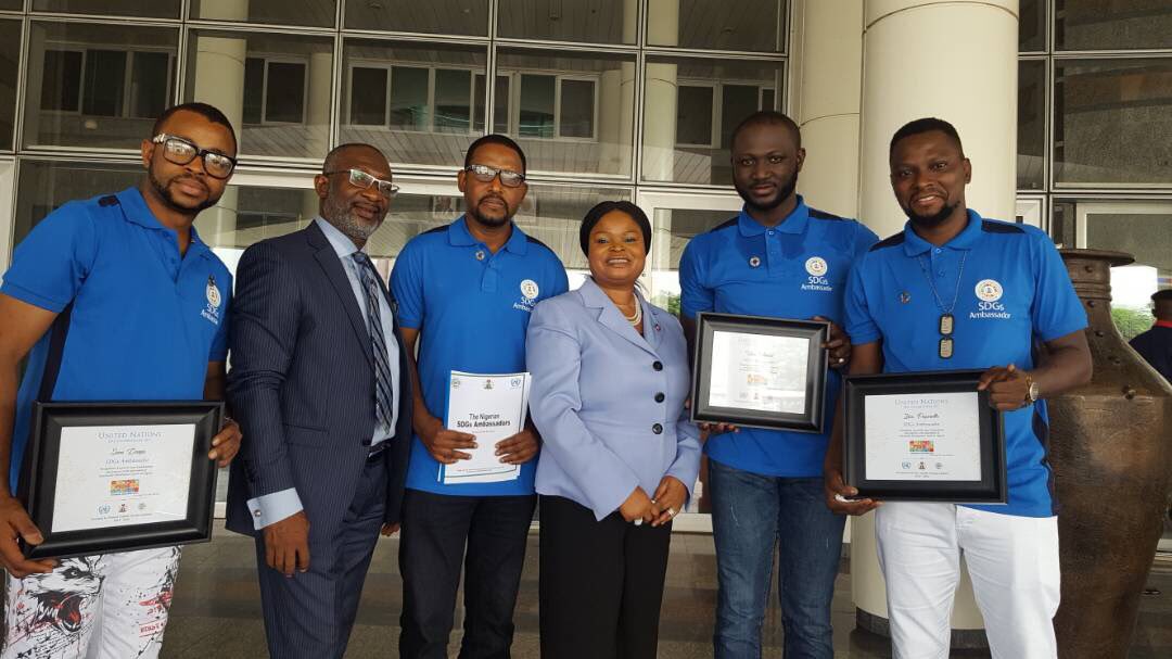 ossap_sdgs's tweet photo. HE @Adejoke_O_A with SDG Ambassadors @sanidanja @yakubumohammed_ @uzeeusman #Action4SDGNG #UNDAYNG https://t.co/SzAxcVnnIQ