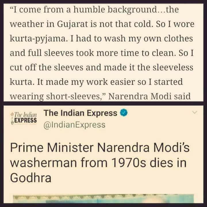 Samar_Anarya's tweet image. 2014: Modi was so poor that he had to wash his clothes.
2017: His washer-man from 1970s dies in Godhra. #JhuthaModi