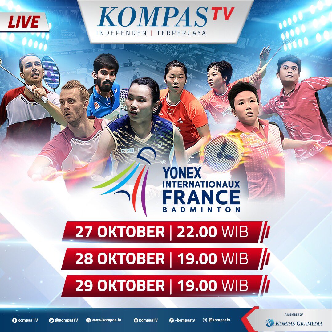 DjarumBadminton's tweet photo. Jadwal tayang #FrenchSS di Kompas TV! https://t.co/8lz0KtZapu