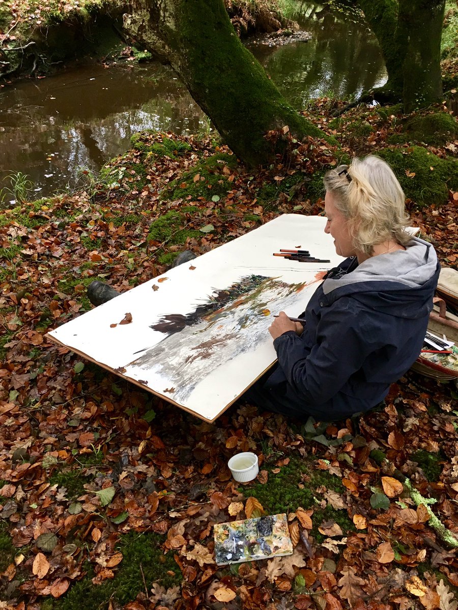 clarebest1's tweet image. #Springlines field trip no 2 in New Forest for @StBarbeMuseum with @AytounEllis - good day's work on Highland Water