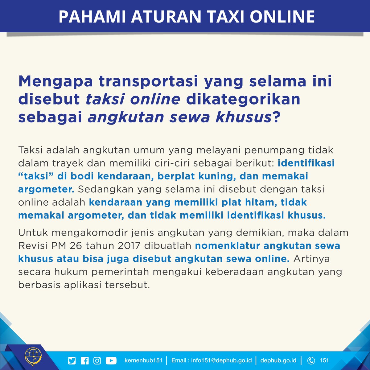 kemenhub151's tweet photo. 3. Apa saja yang diatur dalam Revisi PM 26/2017? Mengapa taksi online dikategorikan sebagai angkutan sewa khusus? #PahamiAturanTaxiOnline https://t.co/jkNAIy8JPI