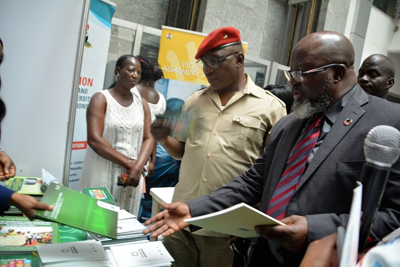 UNICLagos's tweet photo. Nigeria's Minister of Youth &amp; Sports @SolomonDalung; Minister of Communication @HMAdebayoShittu inspect SDGs exhibits #UNDAYNG #Action4SDGNg https://t.co/uvLgS2c1LA