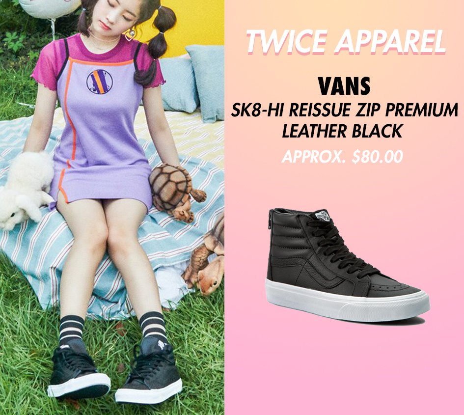 Twice Apparel Dahyun Vans Sk8 Hi Reissue Zip Premium Leather Black Approx 80 00 Dahyun Twice 다현 트와이스