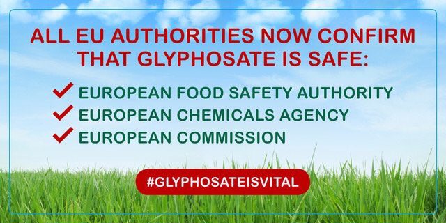 All EU Authorities confirm that #glyphosate is safe <a href="/EFSA_EU/">EFSA</a> <a href="/EU_Commission/">European Commission</a> <a href="/EU_ECHA/">European Chemicals Agency - ECHA 🇪🇺</a> #GlyphosateisVital