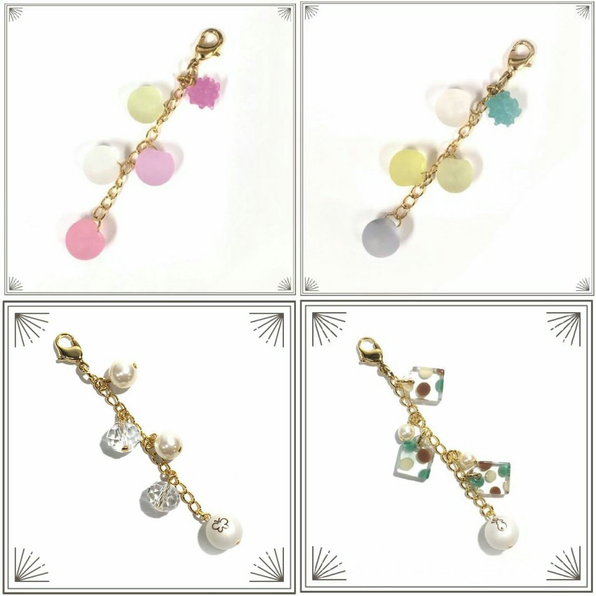 ナナコプラス 本物の飴のアクセサリー 京都本店です 大人気新作連チャーム 飴玉チャームと合わせればキュートに お干菓子チャームと合わせれば和のテイストを楽しめます スタッフカスタムで断トツ人気は平飴大パンダとみつ豆連チャームの