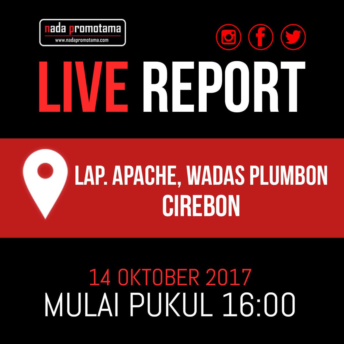 NadaPromotama's tweet photo. Jangan lupa besok kita live report di acara Apache Feel The BLACKGOLD Concert - Cirebon

@EventApache
#nadapromotama #apache #eventapache https://t.co/gsqTkCysxa