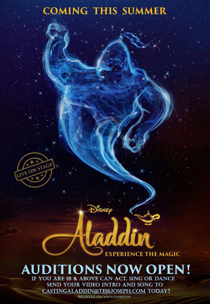 Tess Joseph (@tesselmania) on Twitter photo Delighted we are casting for <a href="/DisneyIndia/">Disney India</a> #Aladdin -Broadway Style Live Musical! Auditions are now open across India! Delighted we are casting for <a href="/DisneyIndia/">Disney India</a> #Aladdin -Broadway Style Live Musical! Auditions are now open across India!