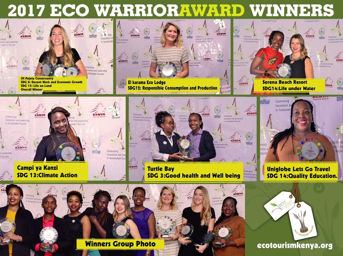 Congratulations once more to the winners of the #EcowarriorAward2017  #Tourism4SDGs <a href="/OlPejeta/">Ol Pejeta</a> <a href="/ElKaramaLodge/">El Karama Lodge</a> <a href="/campiyakanzi/">Campi Ya Kanzi</a>