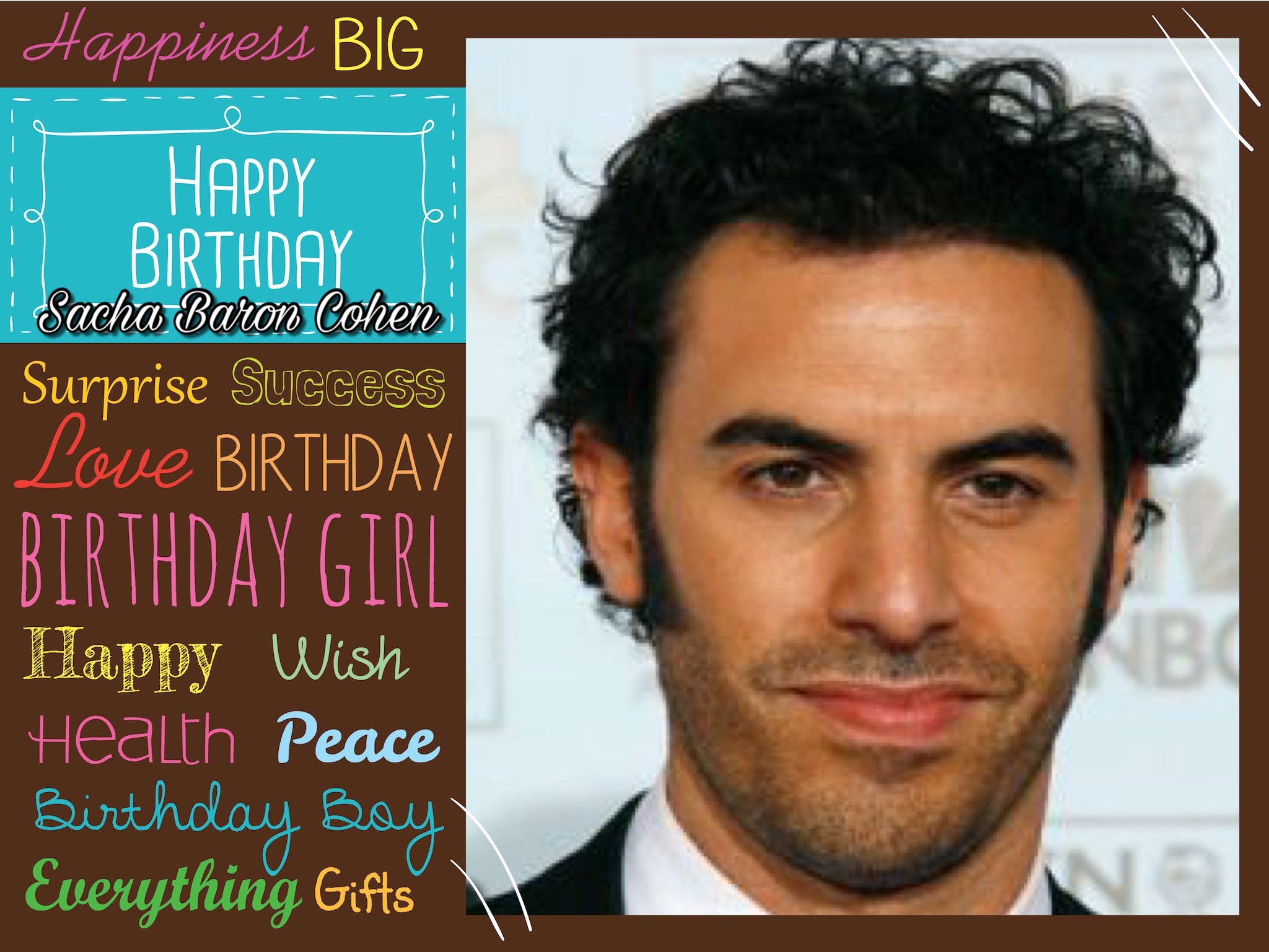 Happy Birthday Sacha Baron Cohen, Angela Lonsdale, John Simpson, Kele O\Kereke, Wes Brown ,John Regis & Ryan Ashford 