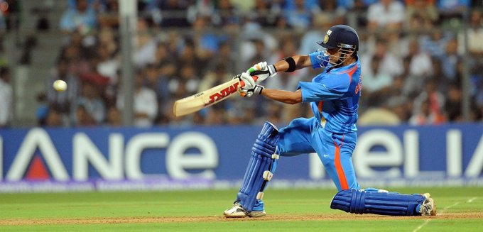 Gautam Gambhir during 97 run innings in 2011 World Cup finals. (Credits: Twitter/ Cricket World Cup)