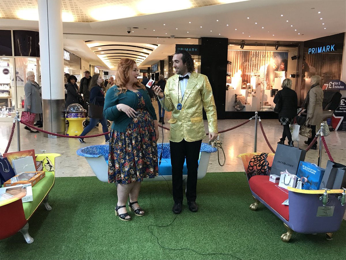 We’ve got Donna Feeney here from <a href="/totes_adore/">Totes Adore</a>,  the wonderful curator of our bathtub sofas! Tune into @TFMradio to play today!