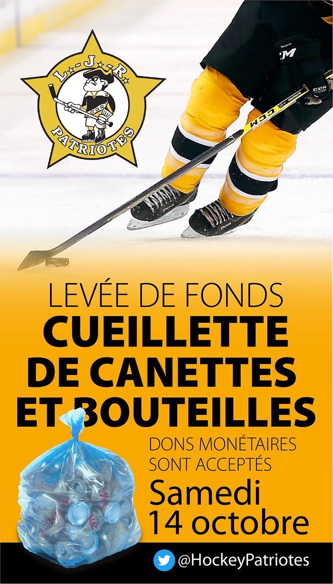 HockeyPatriotes's tweet photo. Cueillette de Bouteilles demain. S'il vous plaît supporter et RT. Merci! Bottle Drive tomorrow Please support &amp; RT. thanks. https://t.co/vgJX9zaZLM