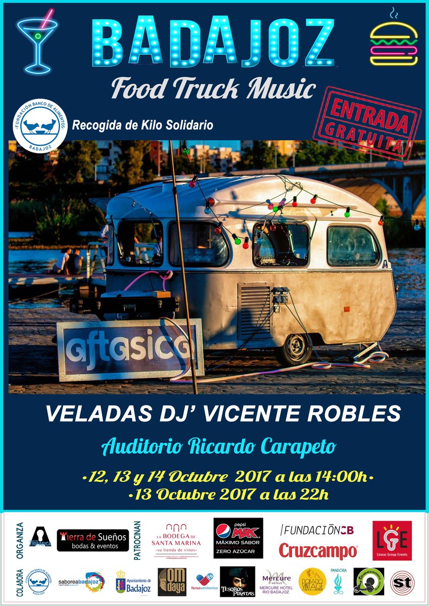 BA_foodtruck's tweet photo. #Badajoz hoy concierto de Edna, velada de Vicente Robles, mucha música, rica comida, zona cocteleria y buen rollito..
porque #BadajozMola ! https://t.co/aBptzrxd7W