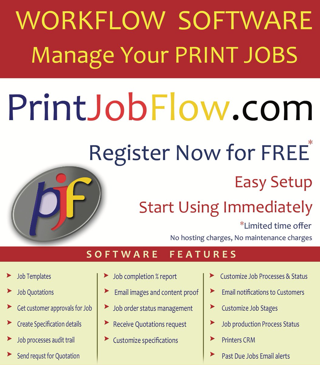 PrintJobFlow's tweet image. Workflow software bringing Print Job specifications &amp;amp; processes managing, tracking &amp;amp; notification on single platform goo.gl/Mn6FRu