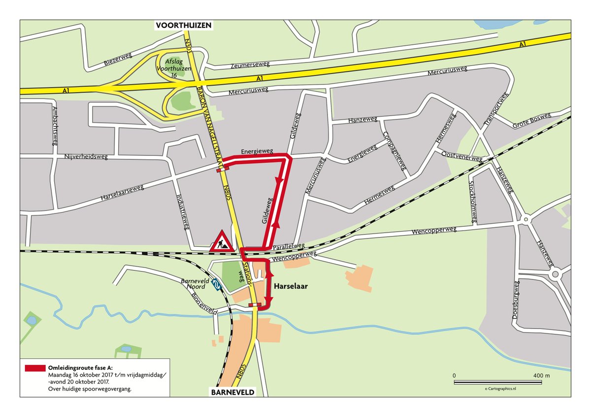 Let op! Met ingang van maandag 16 oktober 2017 moeten fietsers gebruik maken van de omleidingsroute Energieweg, Gildeweg, Parallelweg en Wencopperweg (en v.v.). Op het kaartje staat de omleidingsroute aangegeven. 's Morgens zijn verkeersregelaars aanwezig.
