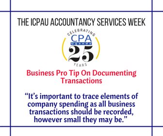 ICPAU1's tweet photo. In today’s #BusinessProTip, we look at the basics of accounting. Remember to record all transactions as they occur. #ICPAUat25 https://t.co/8AY6oSMYji