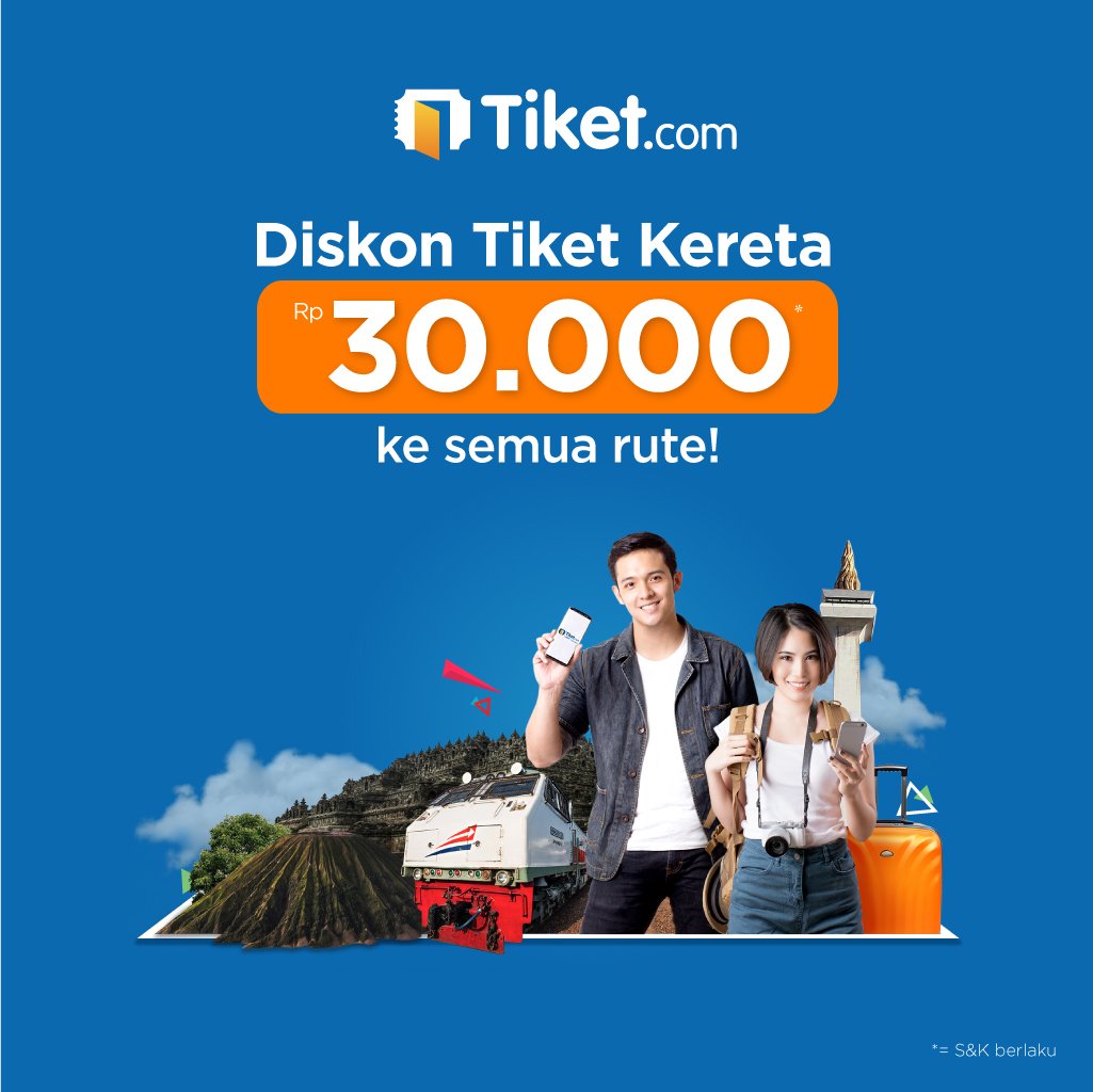 tiket's tweet photo. Liburan bersama teman makin hemat dg potongan tiket kereta api Rp 30.000 yang dpt ditemukan via https://t.co/gwDUiXarSK #PromoKereta https://t.co/5mrGnuNGxP