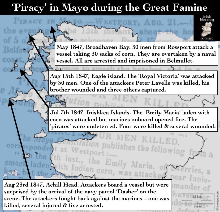 'Piracy' off the Mayo coast during the #GreatFamine. Labelled pirates, these were starving people desperate to survive #mayo #piracy