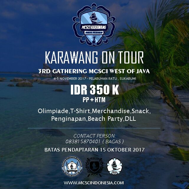 karawang on tour
khusus daerah karawang ada perpanjangan pendaftaran.
<a href="/MCSCI_WOJ/">MCSCI WEST OF JAVA</a> <a href="/INA_Citizens/">@INA_Citizens</a>
