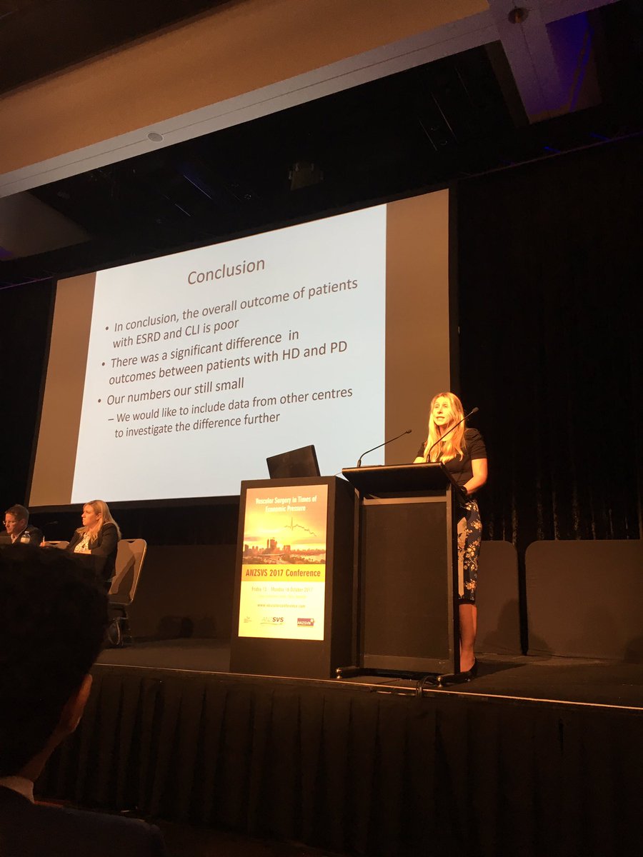 samijaykay's tweet photo. IBaimatova compared the CLI outcomes in ESRF patients. Some difference found between HD and PD dialysia patients #ANZSVS17 #traineesession https://t.co/Cj9oKFKWrr