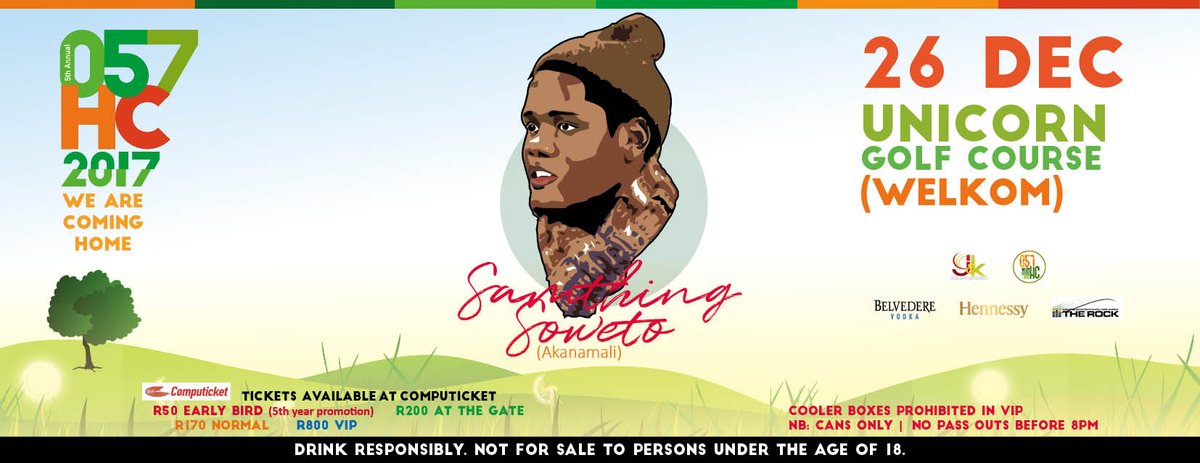 057_HC's tweet photo. 057HC 2017!!!!! Here we go.........Samthing Soweto (Akanamali)
#WeAreComingHome #UnicornGolfCourse #5thAnnivesary#TicketsGoOnSaleSoon https://t.co/0tulwqgBMd