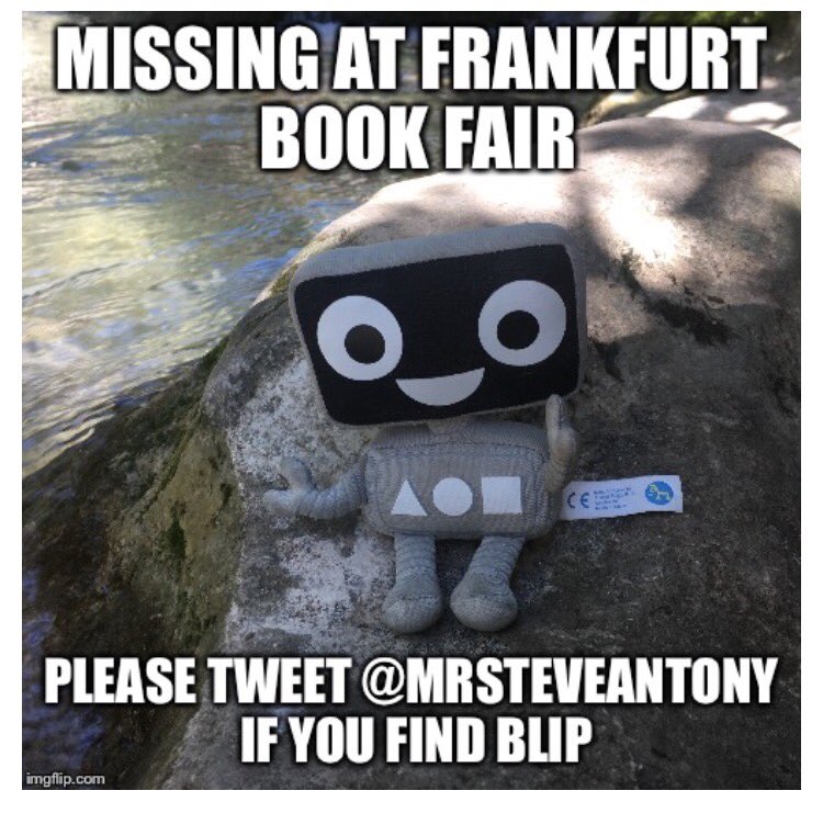 MrSteveAntony's tweet photo. Help! This is not a publicity stunt. I have actually lost my one and only plush of UNPLUGGED's Blip in Frankfurt. #FBF17 I'll give reward. https://t.co/HPbRC2vEwT