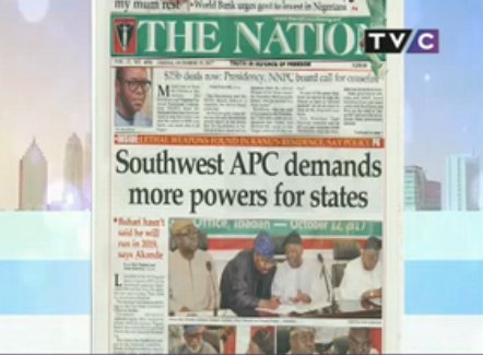 TVCconnect's tweet photo. Moving on! Major headlines on 'The Nation' #NewsPaperFrontPageReview #YourViewTVC https://t.co/D2pkeGG3Rm