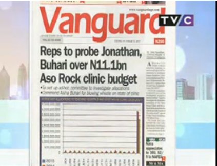 TVCconnect's tweet photo. Top stories on the front page of the 'Vanguard' #NewsPaperFrontPageReview #YourViewTVC https://t.co/rSbfol09gj