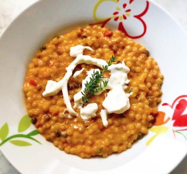 CasadelGrano's tweet photo. Avete voglia di qualcosa di #buono e #piccante? 
#fregola alla ‘nduja, #burrata e #timo fresco!
Chef: maripanda09
#lacasadelgrano #sardegna https://t.co/TNlS1NpkH7