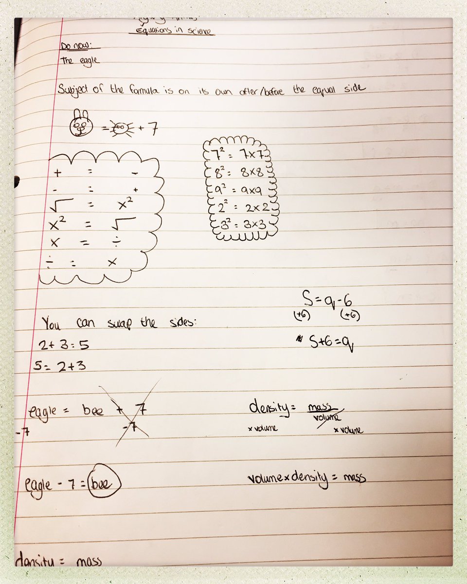 hascience1's tweet photo. Just briefly observed a year 8 science lesson on rearranging equations. Brilliant. The kids are making great progress. https://t.co/eHafg04t4k