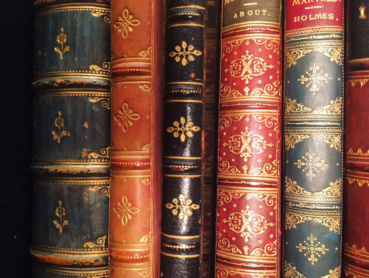 Rookebooks's tweet photo. Happy #finebindingfriday! We are currently in the process of cataloguing many lovely leather bound works. #shelfie https://t.co/DwVfv9nWIn