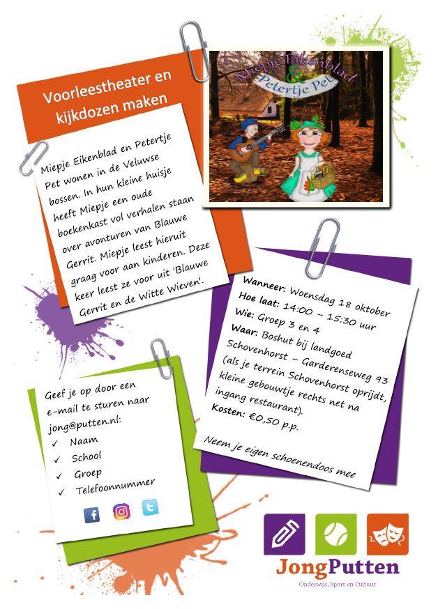 Gezellig naar het voorleestheater en daarna je eigen griezelkijkdoos maken? Geef je snel op!
