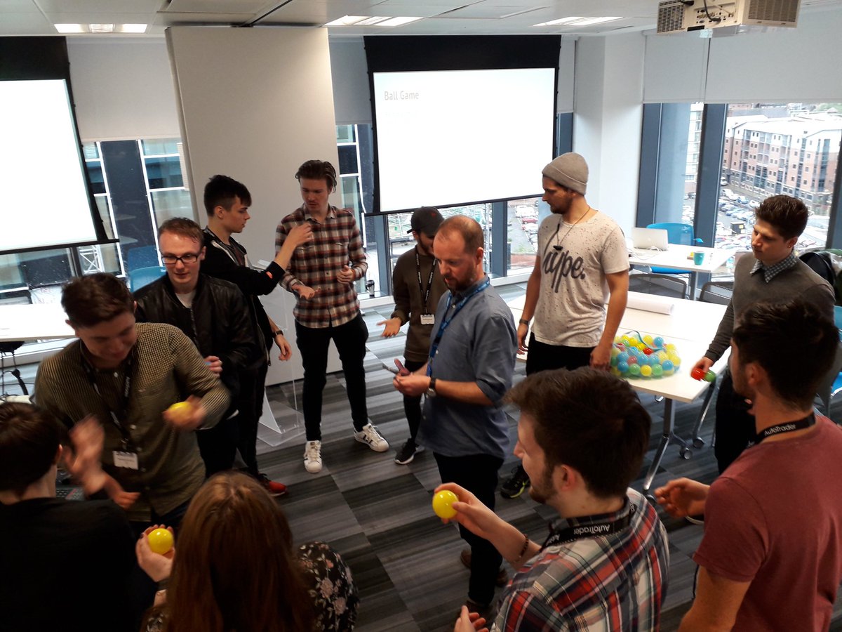 EmmaMcrDig's tweet photo. Last day #agile working with balls here @McrDig #softwaredev #apprentice #bootcamp #teamworking #improvingtheprocess https://t.co/dvZYNCHseK
