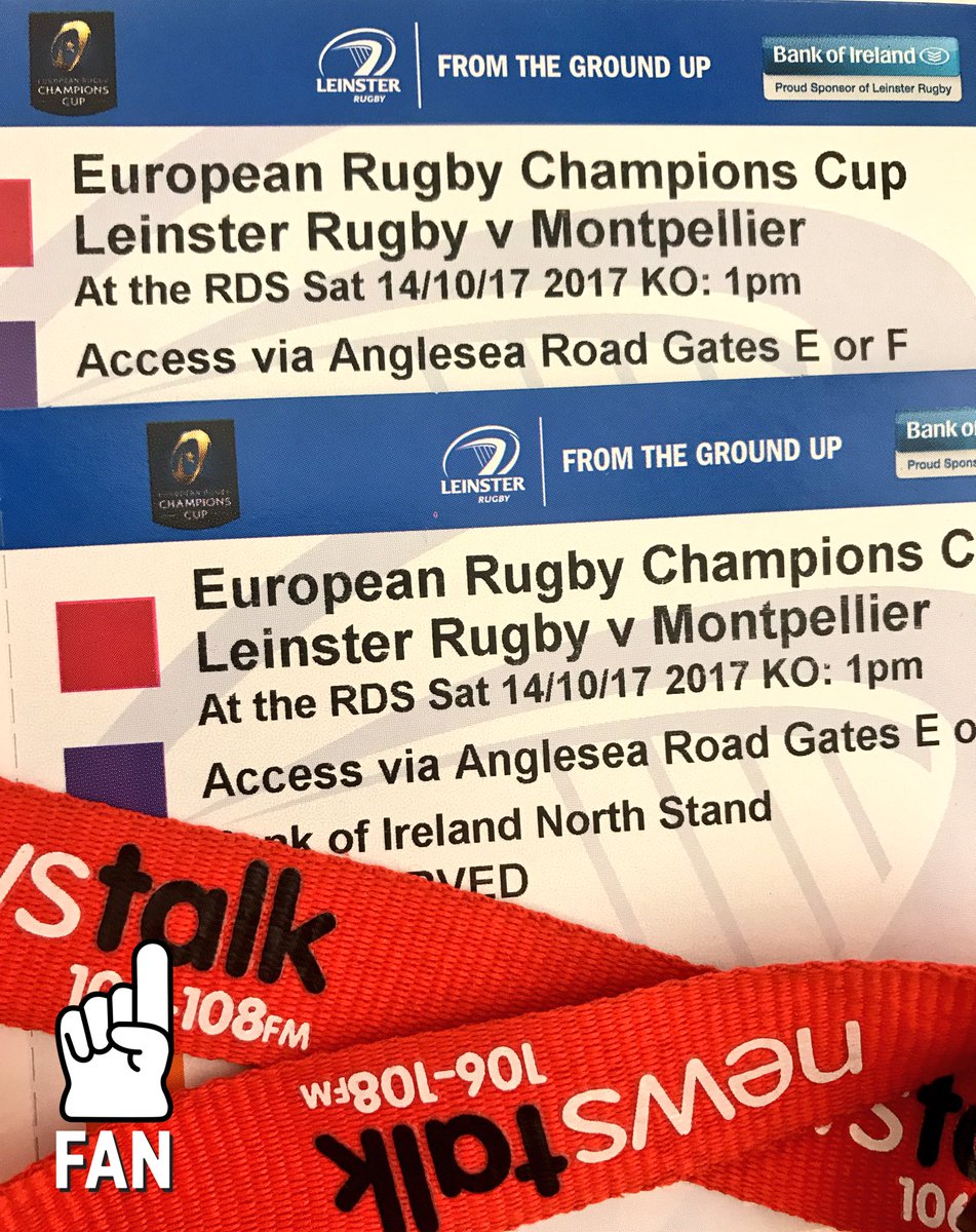 WIN: Quick! We have 3 pairs of tickets to <a href="/leinsterrugby/">Leinster Rugby</a> v <a href="/MHR_officiel/">Montpellier Hérault Rugby</a> - just RT &amp; Follow to enter. Winner announced after lunch! #NTFM