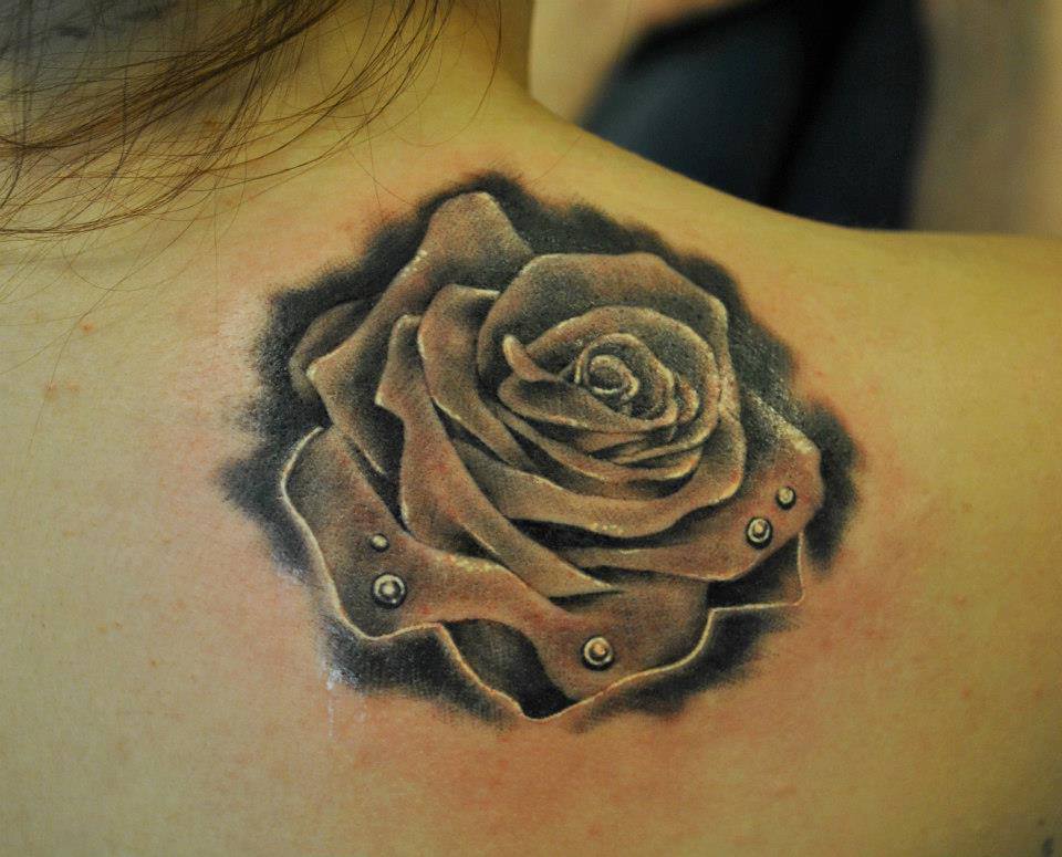 rose with raindrops tattoo