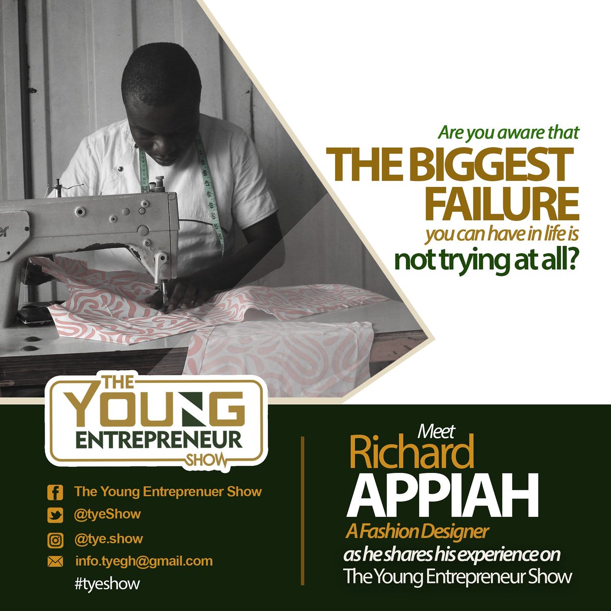 TyeShow's tweet photo. Fatal failure is when you decide not to try #tyeshow https://t.co/8GQdtrMyHB