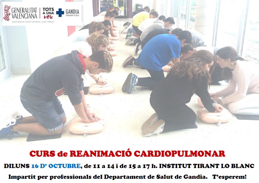 GVAhgandia's tweet photo. El pròxim dilluns, Dia Europeu Concienciació Parada Cardiaca #RCP2017, professionals del @GVAhgandia formaran alumnes del @ies_tirantgand https://t.co/4N4G3KkMcY