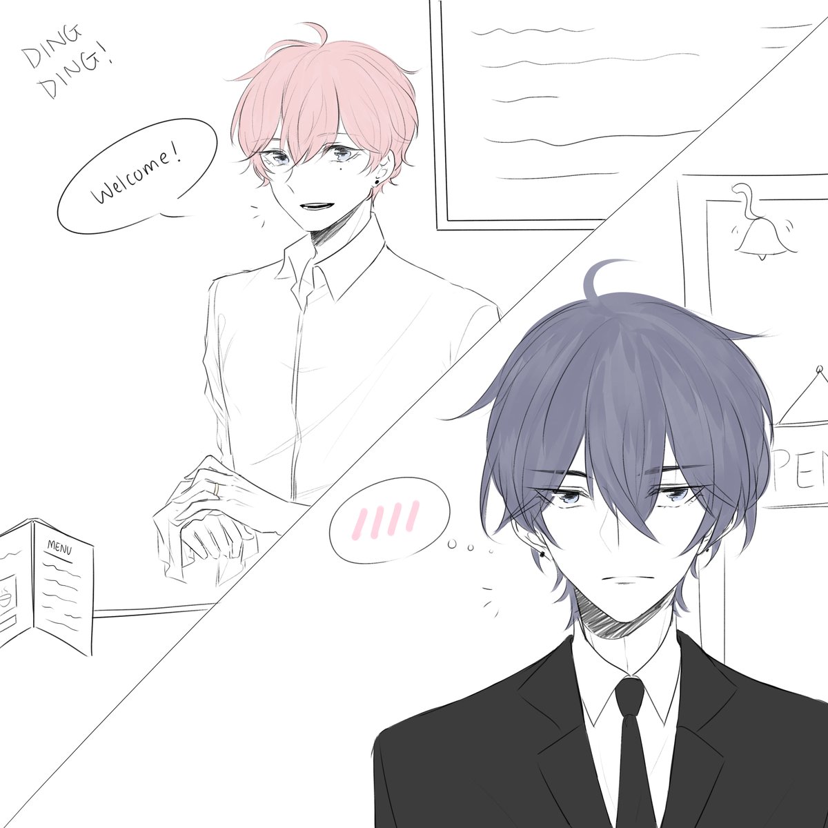 DAY 10 AND 11 COMBINED! Coffee shop au and future profession (Agent Kou LUL) I guess being a barista could be Rems future job ? 