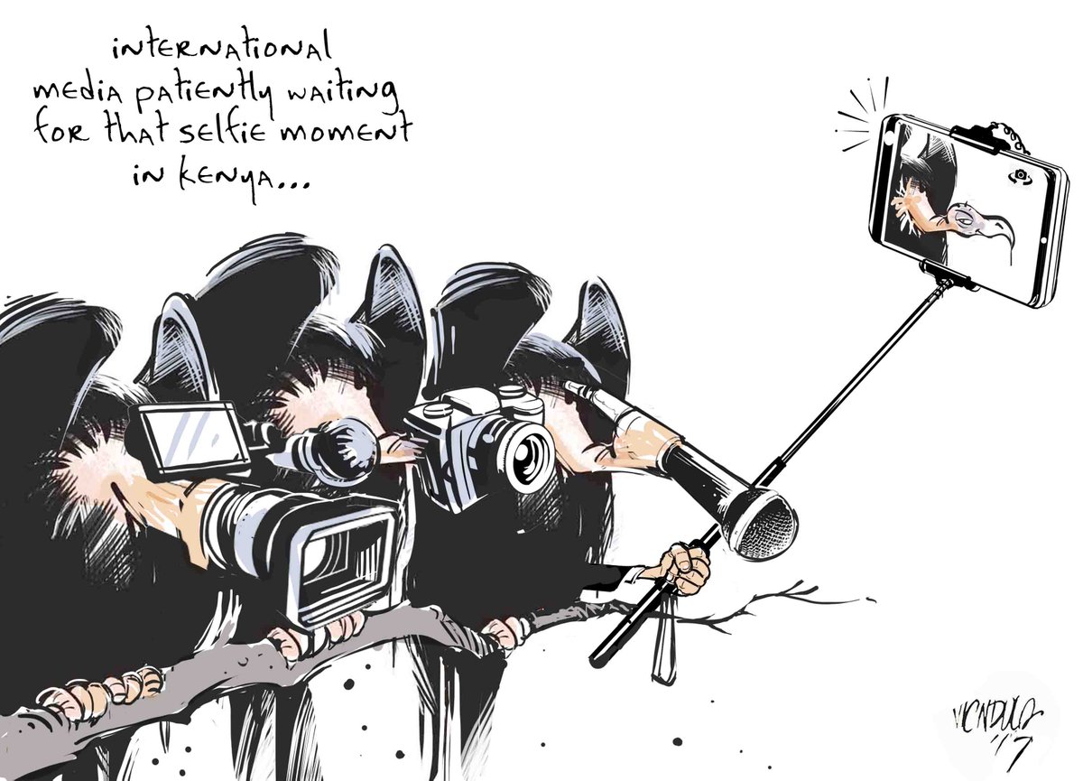 TheStarKenya's tweet photo. EDITORIAL CARTOON: International media misrepresenting events in Kenya. #NASAdemos #OppositionDemos #PollPrepsKe via @ndula_victor https://t.co/VrX9Z0OmSt