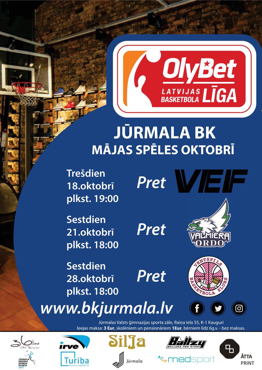 Šo svētdien pl.17.00 pirmā "Jūrmala" @OlyBetLBL mājas spēle pret <a href="/LUbasketbols/">LU Basketbols</a> Jūrmalas Valsts ģimnāzijas sporta hallē