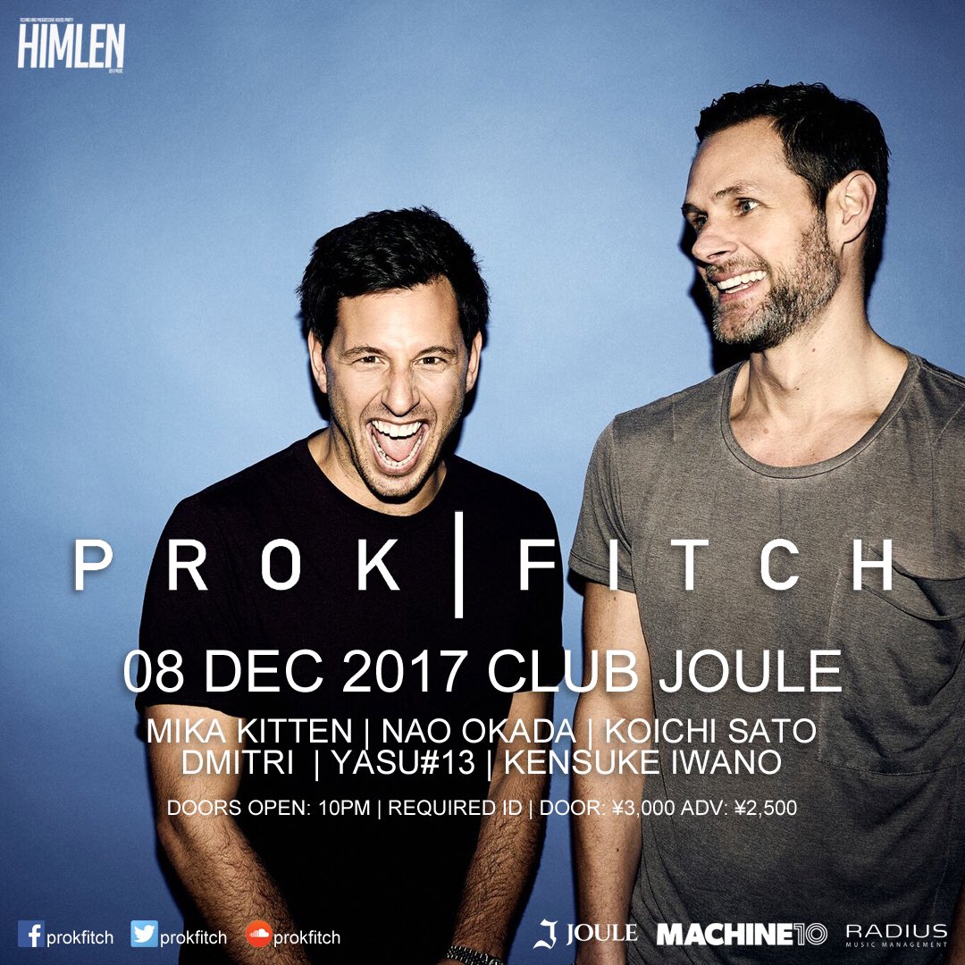 NOAHWORLDAGENCY's tweet photo. HIMLEN【Prok &amp; Fitch】12月8日(金) @club_joule !!日本では大阪単独公演!! お得な前売りチケットは @iflyertv から→ 
https://t.co/aRJdVkKaWq #techhouse #techno #osakaclub https://t.co/Tk9vxJXAz7