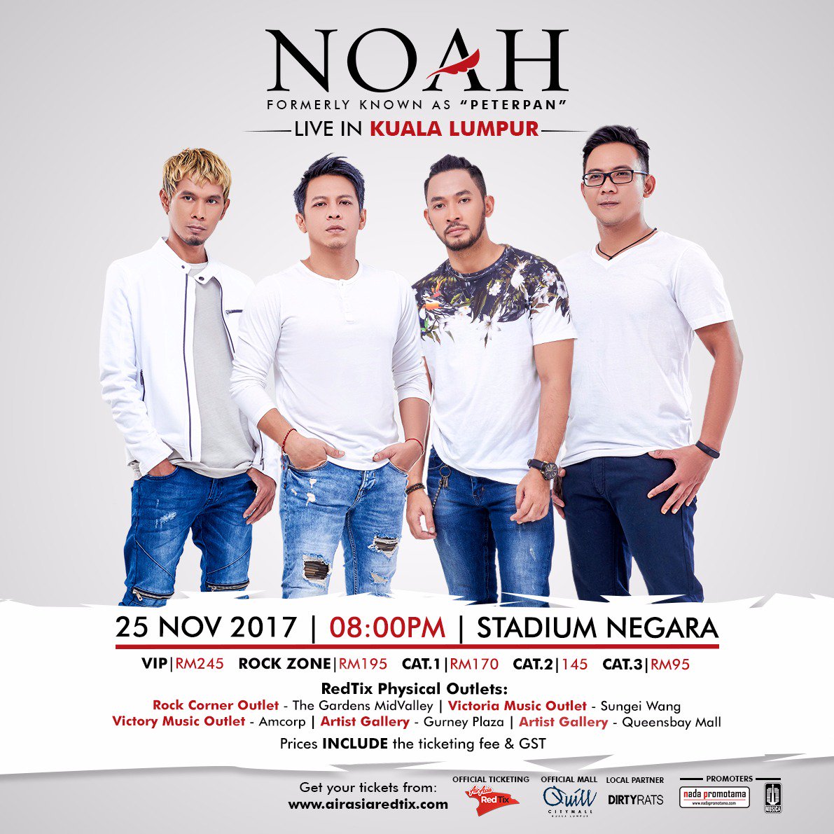 NOAH_ID's tweet photo. Hallo #Malaysia! Can't wait to see you guys. Get your ticket here https://t.co/IYk6LWzNeQ

For more info find out : @NadaPromotama https://t.co/FQyezGpw0U