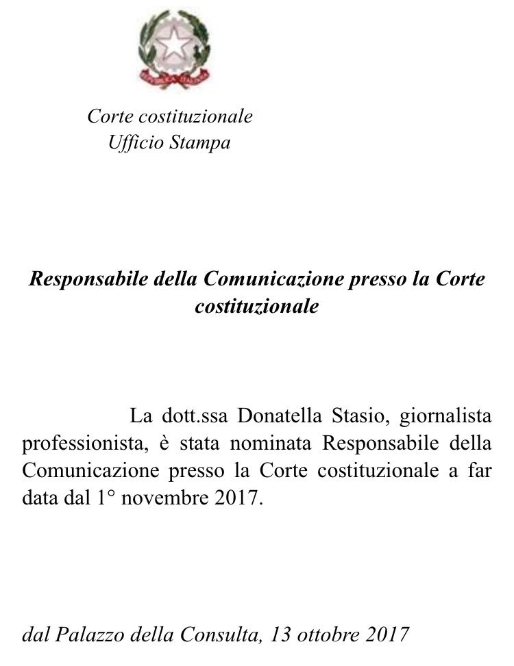 Antonella Rampino Un Abbraccio E I Miei Piu Affettuosi Auguri All Amica E Grande Professionista Donatellastasio Per Il Nuovo Lavoro Alla Corte Costituzionale T Co I5jqggzg8j