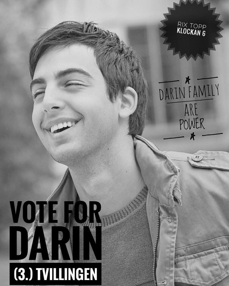 DarinGlobal's tweet photo. Vote! 🔥For @DarinOfficial and his song (3.) Tvillingen ♊ #darinfamily 💖 https://t.co/CMsZLr0QJK #rixtopp6klockan https://t.co/sErHilYwVq
