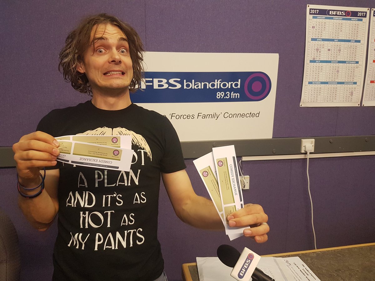 suddensamjames's tweet photo. Tune in to Monday's bteakfast show on @BFBSBlandford for the tickets give away for #comedyexchange @thecomedyagency @garethrichards #fun https://t.co/TYqpkRz3IW