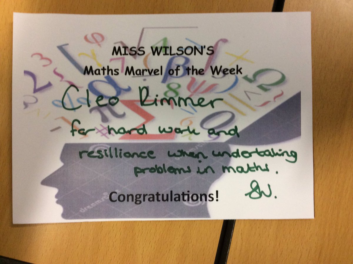 MissWilsonwla's tweet photo. My Maths Marvel of the week is Cleo! Cleo always puts 100% effort into her maths lesson. Well done 👏🏻 @WLARewards @WestLakesMaths https://t.co/An2ffeuW3S