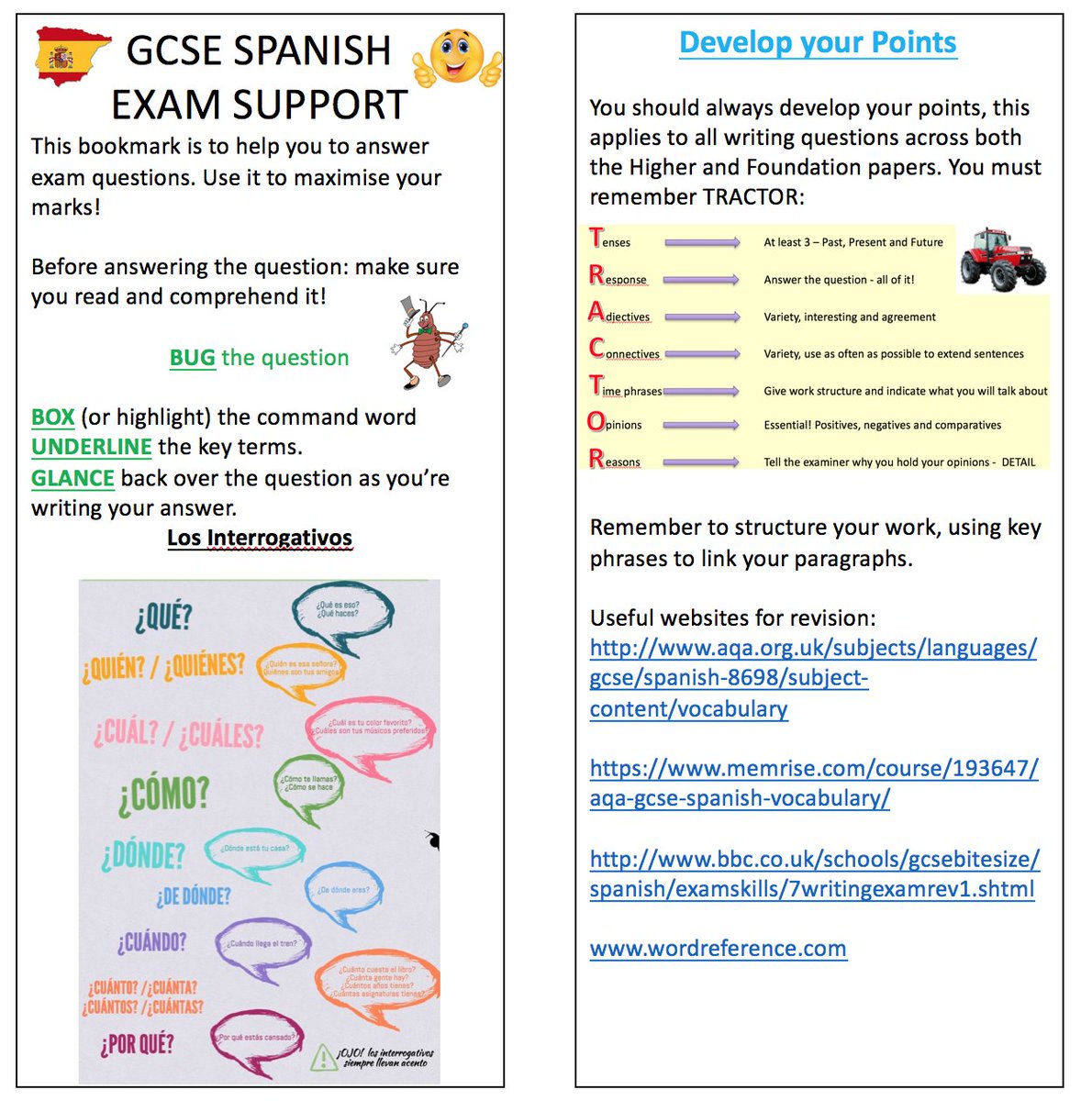 spanish writing ladder gcse by